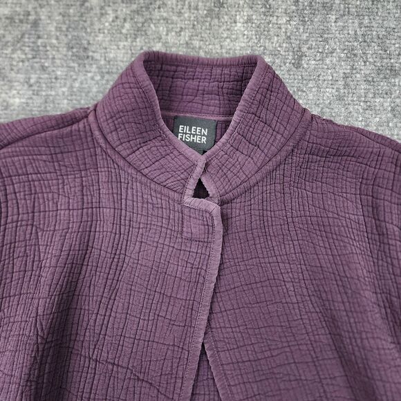 Eileen Fisher Jacket Womens Small Purple Textured Silk Rayon Blend Open Front - Picture 14 of 16